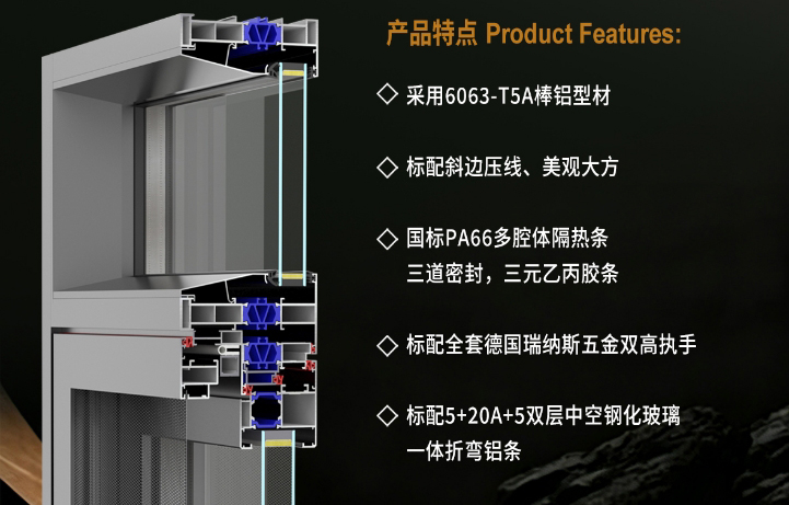DF5C110 outward-opening window series, wall thickness 2.0 (mm)